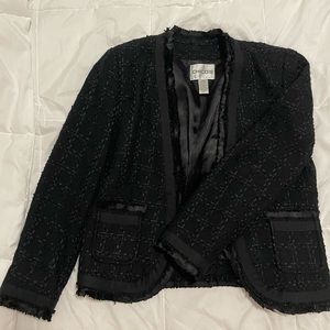 Chico’s Women’s Black Tweed Plaid Blazer Style Jacket Size 1